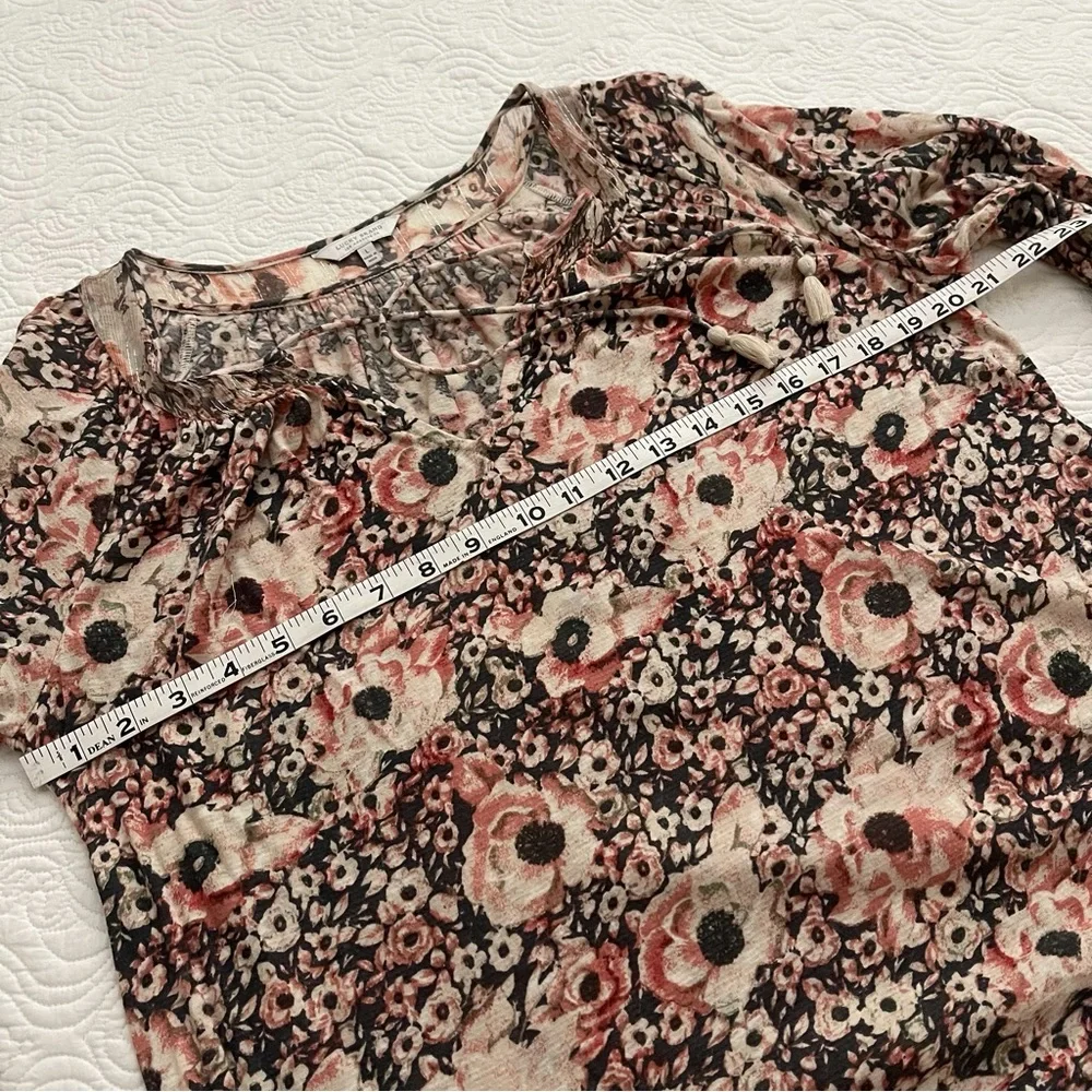 Lucky Brand Womenβs Tie Front Boho Peasant Long Sleeve Blouse Sz L - Picture 10 of 15